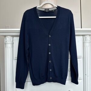 Hugo Boss Merino Wool Cardigan Navy Slim Fit Size M